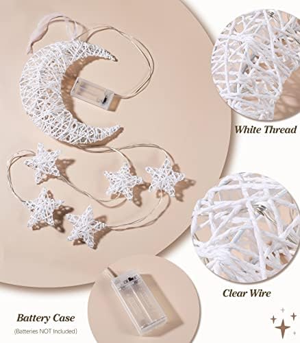 Lewondr Hanging Light, Moon Star Fairy Lights Indoor Decorative Lights - Image 3