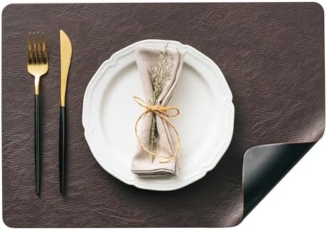 DOLOPL Placemats Set of 12, Reversible Dual-Color Faux Leather Place Mats by DOLOPLOfficial