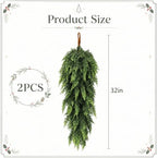 2 Pcs 32'' Artificial Christmas Teardrop Swag, Faux Greenery Door Swag - Image 2