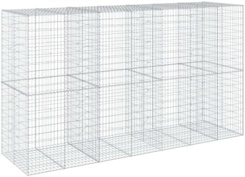 vidaXL Gabion Basket with Cover 137.8"x39.4"x78.7" Galvanized Iron by vidaXL
