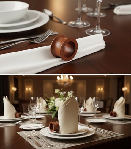Handcrafted Natural Wood Table Napkin Rings, Set of 6 - Image 4