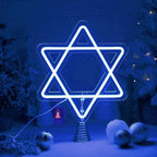 16.3 Inches Star of David Hanukkah Tree Topper Hanukkah Decorations Christmas Star Tree Topper Blue Lights USB Power Supply Suitable for Diwali Birthdays Weddings Parties Christmas Tree - Image 5