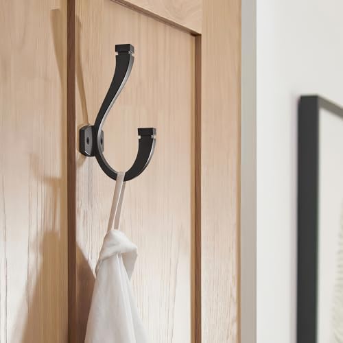 SAILING Coat Hooks - 3 Pack Matte Black Towel Hooks Robe Hooks Decorative Wall Hooks for Bathroom Bedroom Kitchen Towel Robe Clothes Cabinet Closet Bathroom Hardware - Image 4
