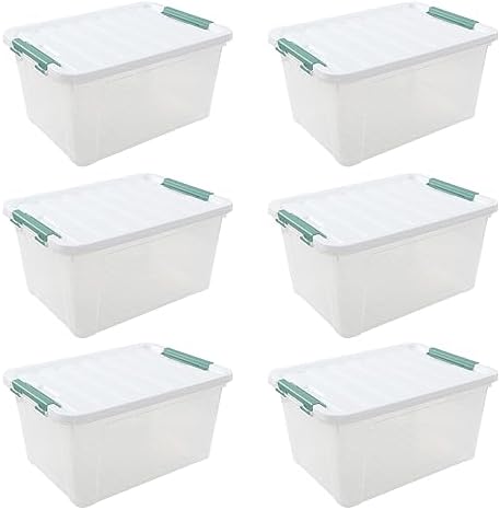 6-Pack Plastic Storage Bins with Lids, 20 L Clear Storage Containers - Image 7