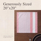 Urban Villa Cloth Napkins Cotton 20x20 (Set of 12) Garnet Red Stripes - Image 6