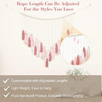 Luxbrand Large Macrame Wall Haning Boho Home Decor, Blush Pink Tassel Wall Decor Bohemian, Bedroom Living Room Girls Room Nursery Dorm Room Decoration Christmas Gift - Image 6