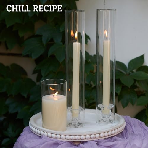 CHILL RECIPE Hurricane Glass Candle Holders-Set of 6 Tall Taper Candle Holder with 14” Tall Clear Cylinder Covers for Wedding Table Centerpiece Home Decor (Diamond Base+Clear Chimney) - Image 6