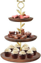 Perco 3 Tier Wooden Cupcake Stand, Walnut Wood Tiered Display Stand for 20 Cupcakes – Rustic Dessert Table Display Set, Tiered Serving Tray for Weddings, Birthdays, Baby Showers & Events by Perco