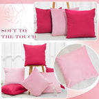 Berlune 12 Pcs Hot Pink Velvet Throw Pillow Cover 18x18 Picnic Cushion Case - Image 6