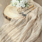 12 Pack Beige Cheesecloth Table Runner 10ft Boho Gauze Cheese Cloth Table Runner Rustic Sheer Runner 120 inch Long for Christmas Wedding Bridal Baby Shower Birthday Table Decorations - Image 5