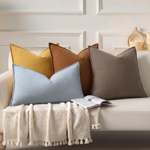 decorUhome Fall Brown Linen Throw Pillow Covers 20x20 Set of 2 - Image 7
