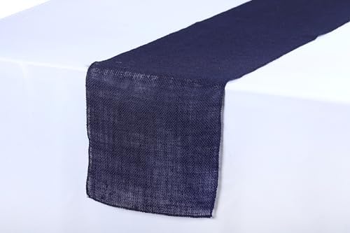 MDS® Pack of 5 Natural Burlap Table Runner, 12 x 108 Inch, Jute Rustic Farmhouse Boho Table Decor for Wedding Reception, Dining Table, Bridal Shower, Baby Shower & Party Decorations - Navy Blue - Image 3
