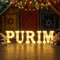Honoson 5 Pcs Happy Purim Party Decorations Purim Light up Sign by Honoson