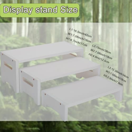 MRPAPA 3 Tier Cupcake Stand & Wood Display Risers,for Food Desserts Stand Perfume Organizer Funko POP Collections, Display Stand for Organizer and Decoration (White-Display Riser) - Image 6