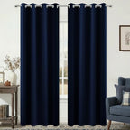KOUFALL Navy Blue Drapes 96 Inch Long 2 Panels Window Treatments Curtains,Blackout Grommet Room Darkening Thermal Microfiber Silk Curtains for Living Room,Dark Indigo - Image 3