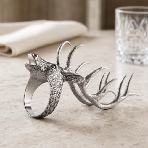 Vagabond House Elk Head Napkin Ring - Solid Pewter Napkin Ring for Lodge Style Decor - Rustic Table Accessory - 5.5" Long x 4" Tall - Image 4