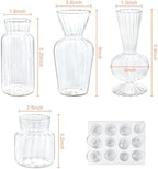 12 Pcs Ribbed Glass Bud Vases Set, 4 Styles Clear Small Flower Vases - Image 2