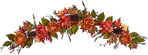 Nearly Natural 6ft. Fall Ranunculus, Hydrangea and Berries Autumn Artificial Garland by NearlyNatural