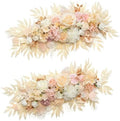TINGE TIME Champagne Pink Flower Garlands, 2 PCS Artificial Eucalyptus Garlands, Handcraft Artificial Rose Arch Flowers for Wedding Arch Sweetheart Table Ceremony Backdrop Decorations for Home by TINGETIME