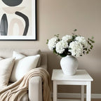 Real Touch White Faux Hydrangea And Eucalyptus Arrangement, Faux Floral Arrangements, Hyper Realistic Artificial Flowers, White Centerpieces For Kitchen Dining Coffee Table Decor (Vase Not Included) - Image 6