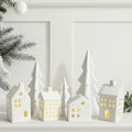 Newtay 7 Pcs White Ceramic Christmas Village Houses with Lights Sets by Newtay