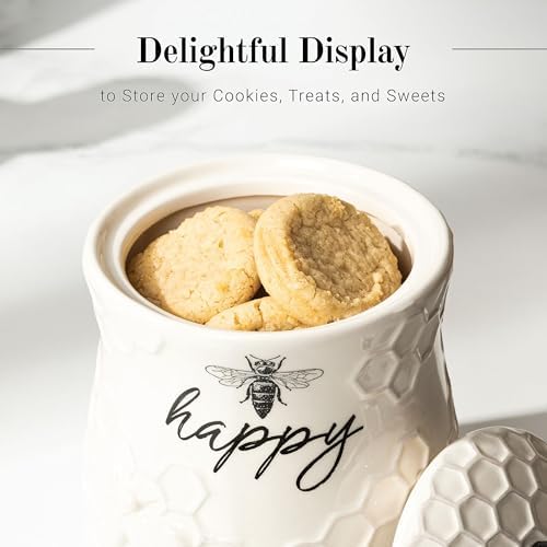 Young's Inc. Ceramic Honey Bee Cookie Jar with Lid and Handle – Honeycomb Design, 5.75" x 5.83" x 7.87", Decorative and Functional Kitchen Storage - Tea Canister - Image 3