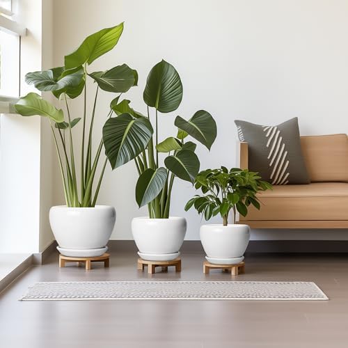 10+8+6 Inch Ceramic Planter, Ceramic Pots for Plants Indoor, White - Image 2