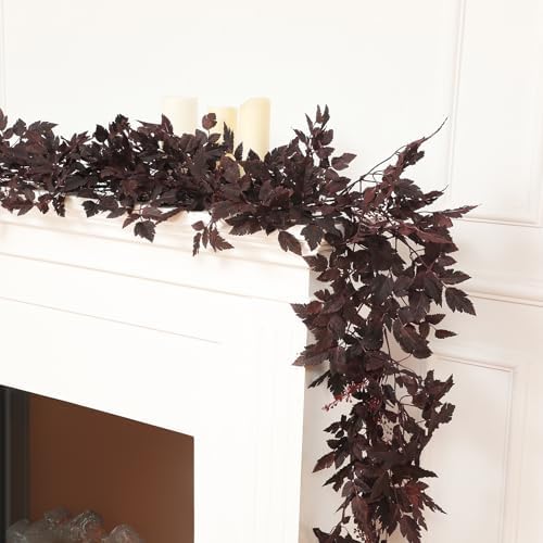 1 Pcs Plum Cimicifuga Seeded Garland, Fall Leaf Mantle Decor, 9 ft - Image 4