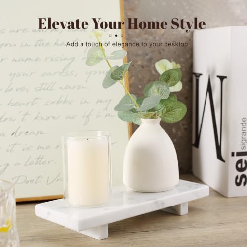 Natural Marble Tray Pedestal Stand, 8.7"x3.5" Bathroom Counter Stone Trays - Image 4