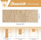 16 Pack Beige Table Runner 10FT Cheesecloth Table Runner Boho Gauze Table Runners Long Rustic Sheer Fabric Cheese Cloth Table Runners for Wedding Party Bridal Shower Farmhouse & Home Decor - Image 2