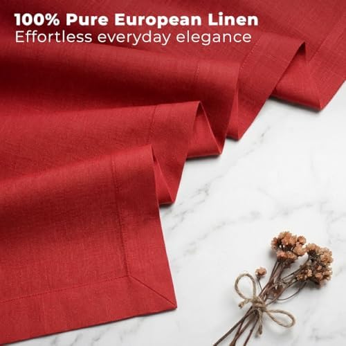 Classic Linen™ by D'Moksha, Bright Red Table Runner 90 Inches Long, 100% Pure Linen, 14 x 90 Inch Table Runner for Dresser, Dining- Fall, Weddings, Outdoor Hosting - Image 2
