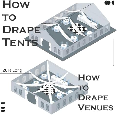 4 Panels 5ft(W) x 20ft(H) Black Ceiling Drapes for Wedding Parties - Image 2