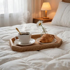 Wood Rustic Decorative Tray with Braided Farmhouse Wooden Serving Tray - Image 4
