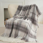 Battilo Grey Plaid Throw Blanket, 50"x60" - Image 2