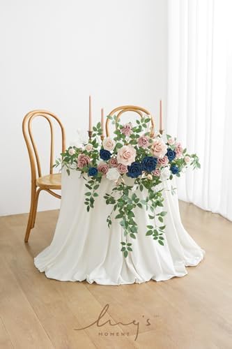 Ling's moment 2 Pack Navy Blue Floral Garland Wedding Arch Flowers - Image 2