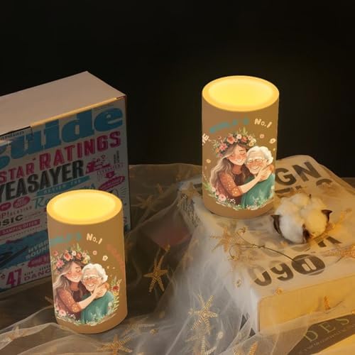to The Worlds No 1 Grandma Decorations Indoor Candles with Floral Flameless Candles with Remote and Timer 2 Pack Battery Operated Grandma Mothers Day Themed LED Candles for Gift Home Decor - Image 6