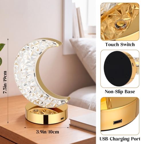 12 Pcs Crescent Moon Light, 3 Color Dimmable Touch Lamp - Image 3