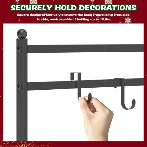 Christmas Stocking Holder Stand with 8 Hook, Heavy Duty Metal Christmas Stocking Stand for Floor, Holiday Decor Hanger Display for Home, Display Window, Living Room - Image 5