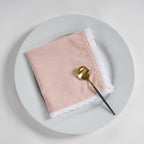 FINGERCRAFT Lace Cloth Napkins, Cotton Linen, 12 Pack, 20x20 Inch, Dusty Pink - Image 3