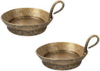 5" Wide Set of 2 Cast Iron Candle Holder with Handle in Rustic Gold for Pillar, Pillar Candle Holder, Farmhouse Vintage Style, for Mantels, Tabletops, Centerpieces, Entryways, Shelves by Unknown