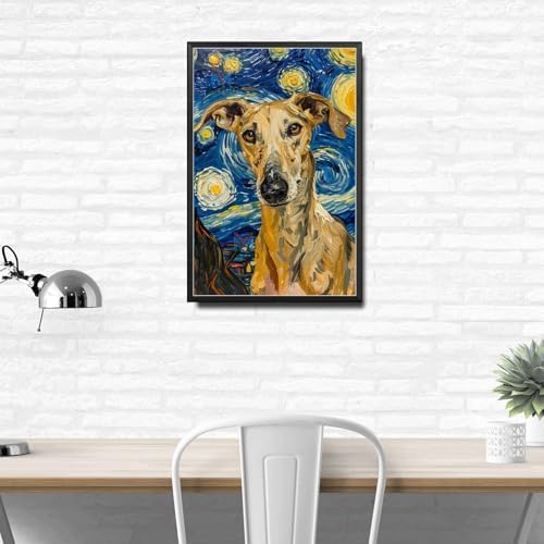 Metal Sign Vintage Tin Sign Greyhound Starry Night Hound Swift Greyhound in Night for Home Race Track and Seasonal Celebrations Rustproof Aluminum 6×8 Inches with Metal Frame - Image 3
