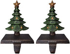 Lulu Decor Cast Iron Christmas Stocking Holders for Mantle, Solid Green Tree Topped with Gold Star, Weighted Sturdy Tree Hooks Hangers for Holiday Decoration (Set of 2) by LuluDecor