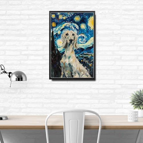 Metal Sign Vintage Tin Sign Saluki Starry Night Saluki Graceful Saluki in Night for Home Desertscape and Seasonal Celebrations Waterproof Aluminum 8×12 Inches with Metal Frame - Image 3