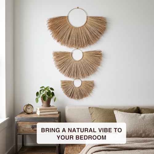 Chicvillage Handmade Wall Basket Set For Boho Decor (Set 3-Piece Sunshine) - Image 4