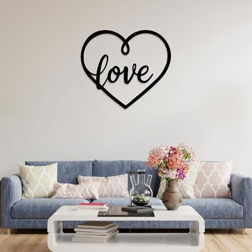 GlintHome Large Black Metal Wall Decor - Letter(love) Wall Art for Bedroom Living Room Office Home Decor - 19x17 Inches by GlintHome