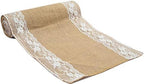 MDS 20 PCS 100% Natural Burlap Table Runners 12" x 108" with Lace, Rustic Farmhouse Country Vintage Boho Jute Runner for Wedding Reception Birthday Party Home Kitchen Dining Coffee Table Decoration - Image 2