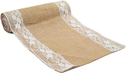 MDS Pack of 10 Wedding 12 x 108 inch Vintage Lace Burlap Table Runner, Rustic Farmhouse Jute Country Vintage Jute Burlap Roll for Wedding,Christmas Xmas New Year Party Jute Runner-Natural - Image 2