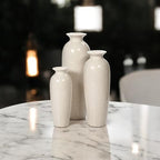 Hosley Set of 3 Crackle Ivory Ceramic Vases. Ideal Gift for Floral Arrangements Wedding or Special Occasions for Use in Home Office Decor Spa Aromatherapy Settings - Image 7