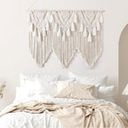 Large Macrame Wall Hanging Boho Woven Tapestry Beige Home Decor Wall Art - Image 6