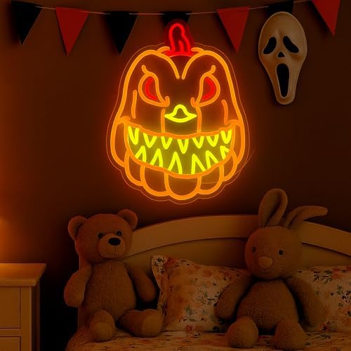 Pumpkin Neon Sign for Wall Decor, Spooky Pumpkin LED Wall Light, Fall Decor for Bedroom – USB Powered Dimmable Accent for Kids’ Room, Game Room, Bar, Halloween Party, Seasonal Holiday Gift - Image 4